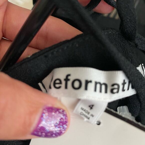 Reformation Mini Black Dress with Diamond Detail Sz 4 - Picture 4 of 4